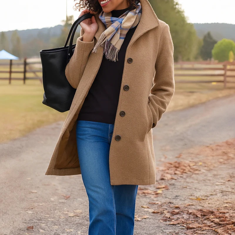Beatriz | Abrigo de Paño Elegante Mujer Cuello Solapa
