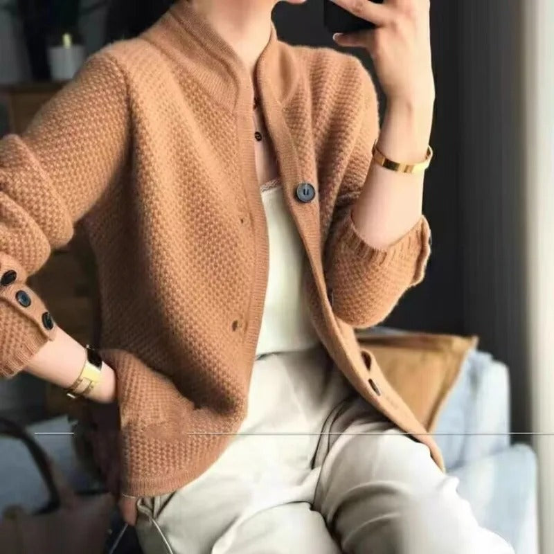 Beatriz | Chaqueta de Punto Texturizado Mujer Escote V Botones