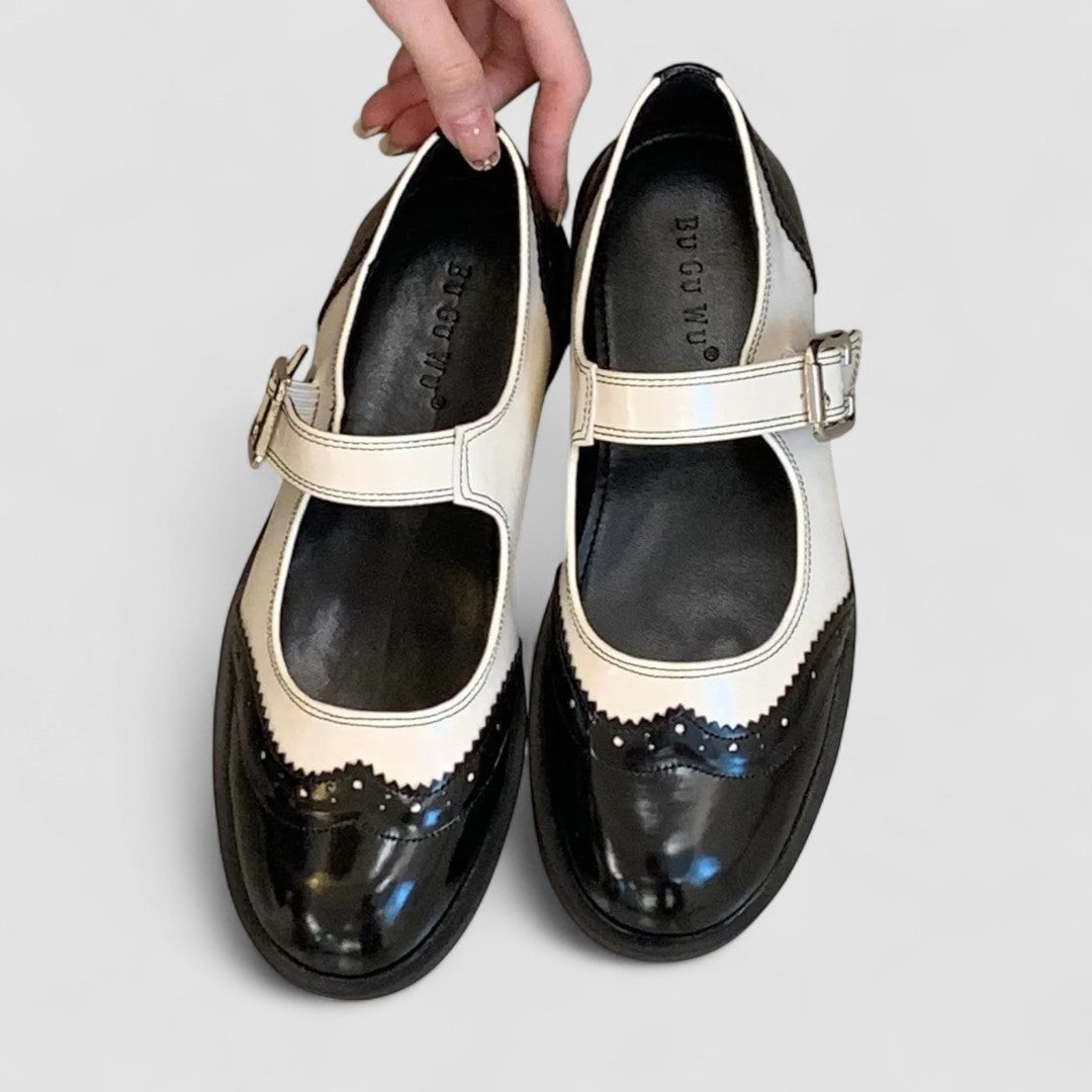 Beatriz | Mary Jane Shoes Mujer Charol Brogue Tacón Bajo