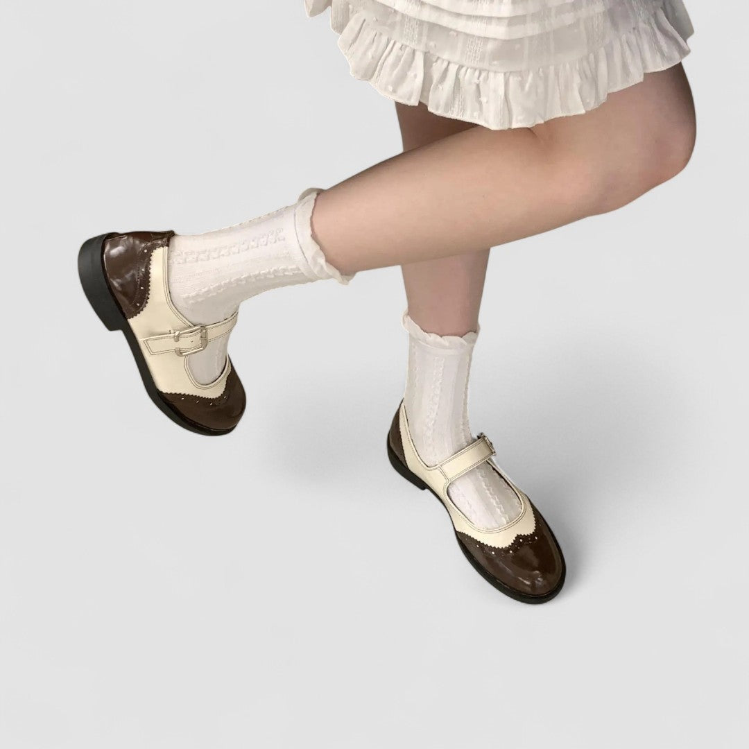 Beatriz | Mary Jane Shoes Mujer Charol Brogue Tacón Bajo