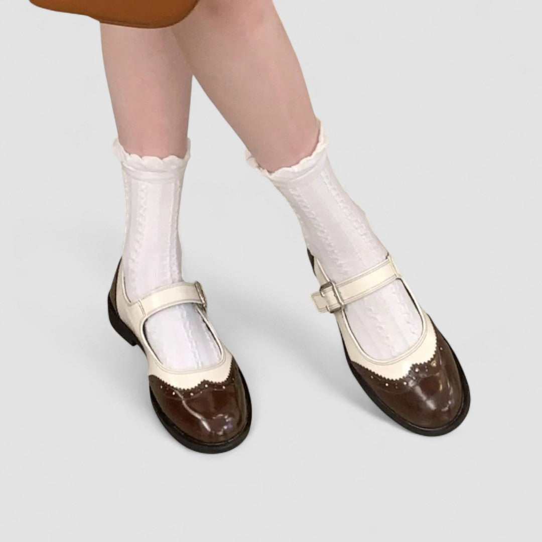 Beatriz | Mary Jane Shoes Mujer Charol Brogue Tacón Bajo