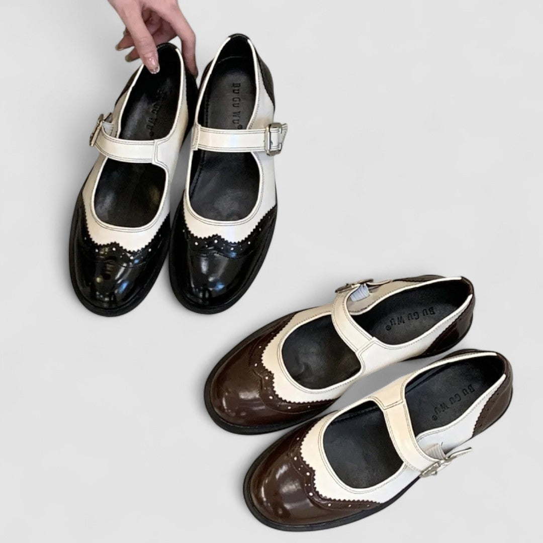 Beatriz | Mary Jane Shoes Mujer Charol Brogue Tacón Bajo