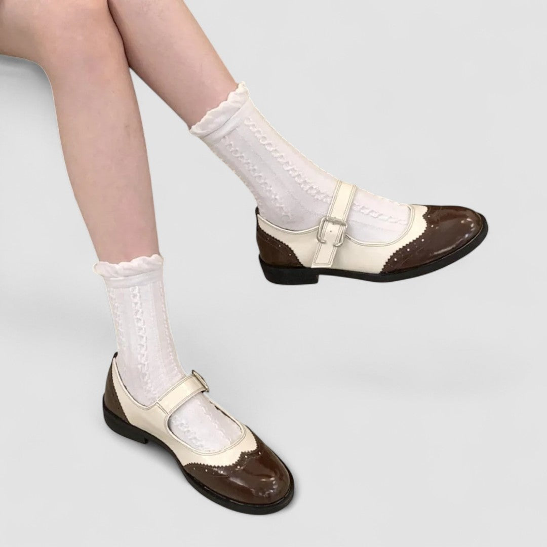 Beatriz | Mary Jane Shoes Mujer Charol Brogue Tacón Bajo
