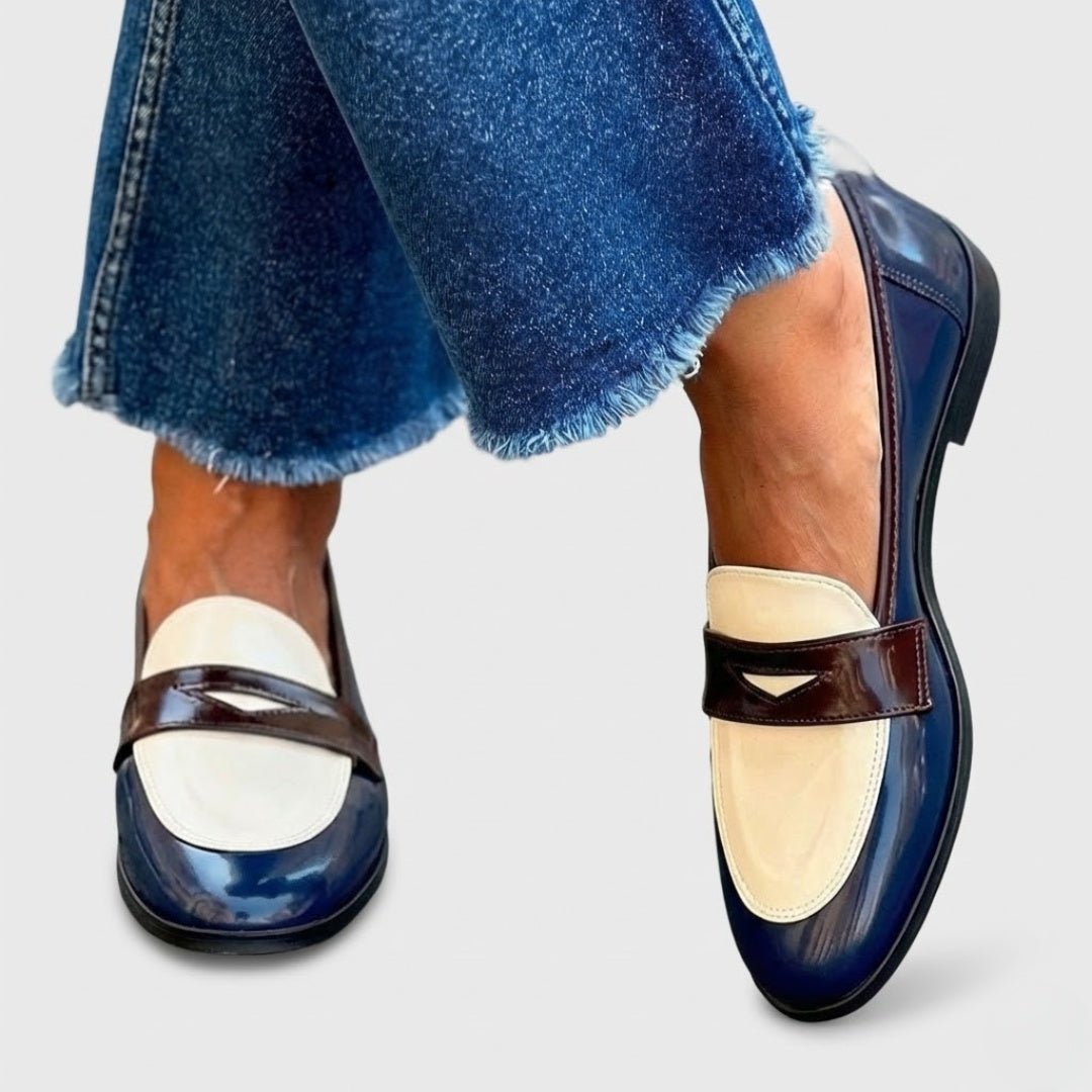 Beatriz | Mocasines Negros de Charol Mujer Bicolor