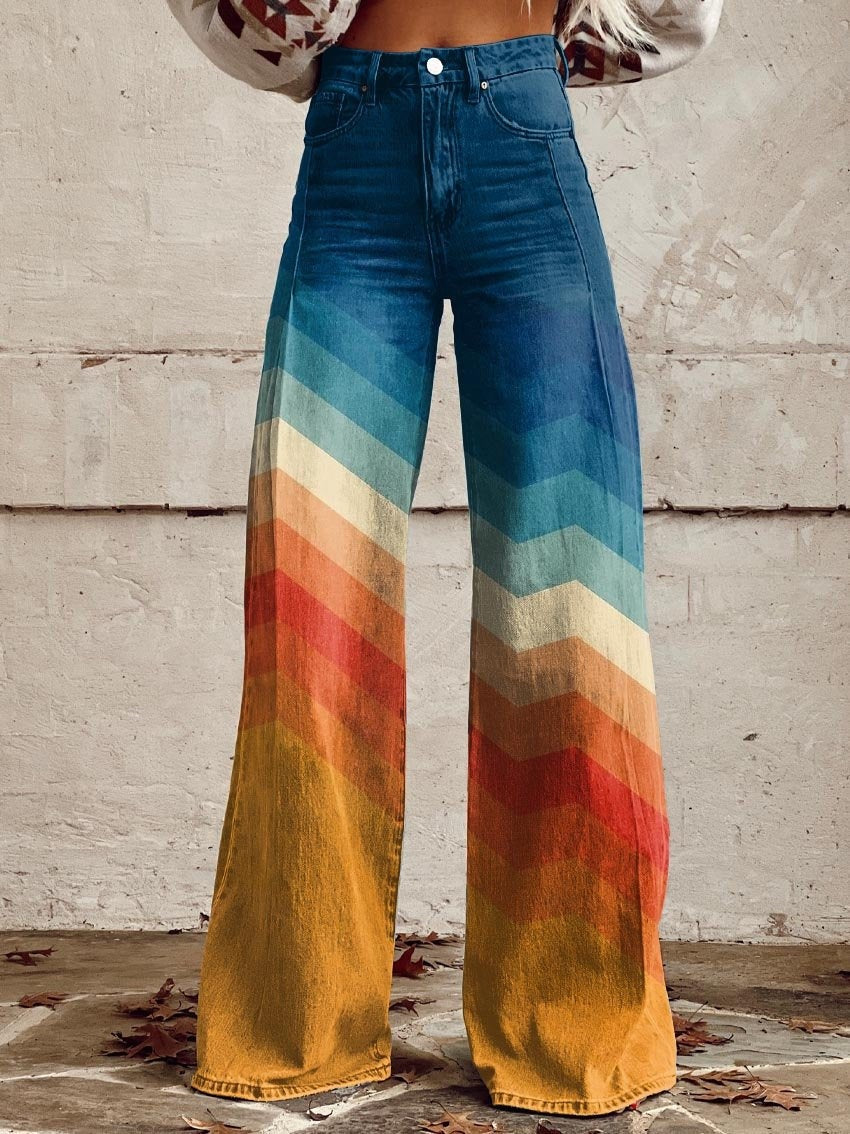 Beatriz | Pantalón de Pierna Ancha Estampado Mujer Cintura Alta