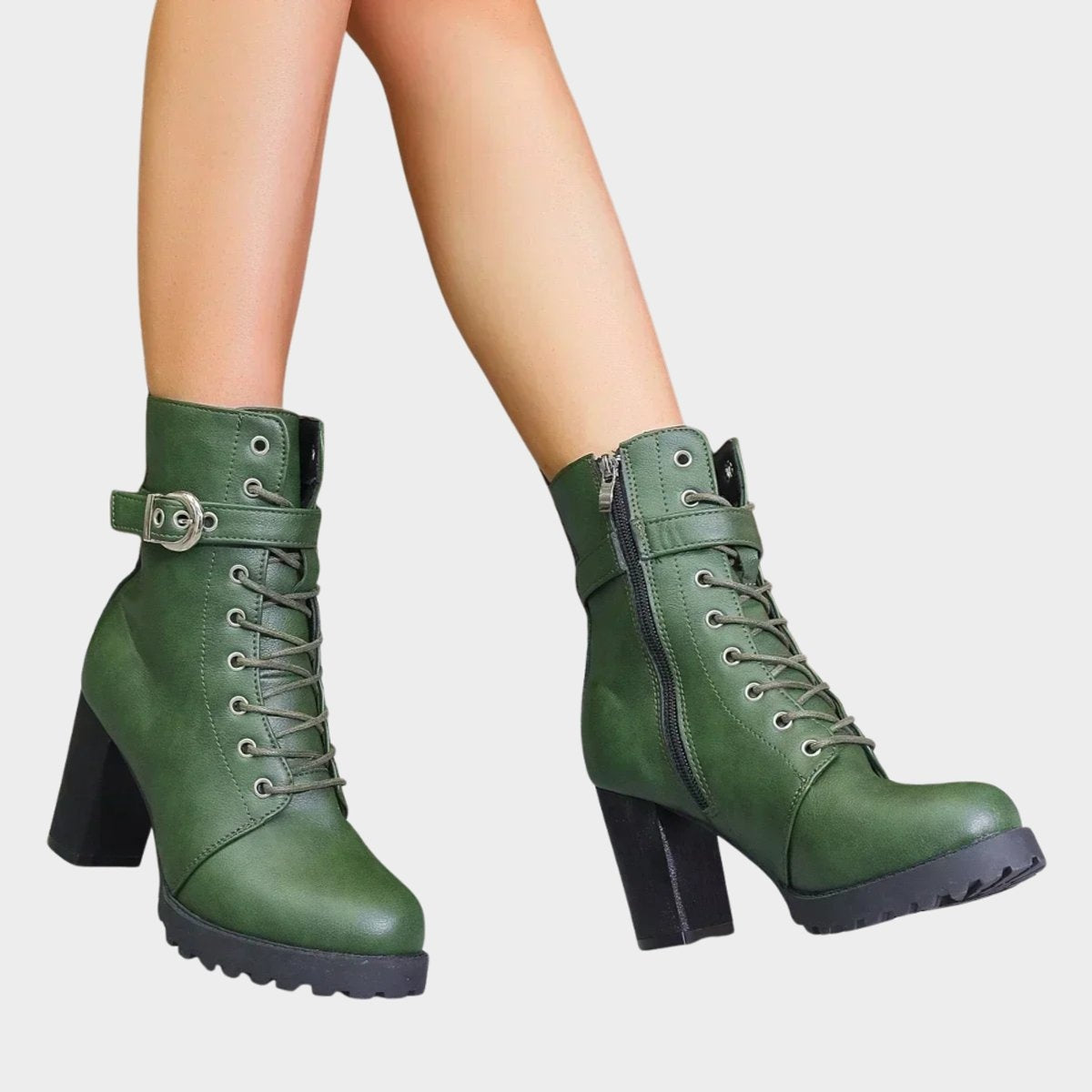 Berta | Botines con Cordones Tacón Bloque Mujer Hebilla