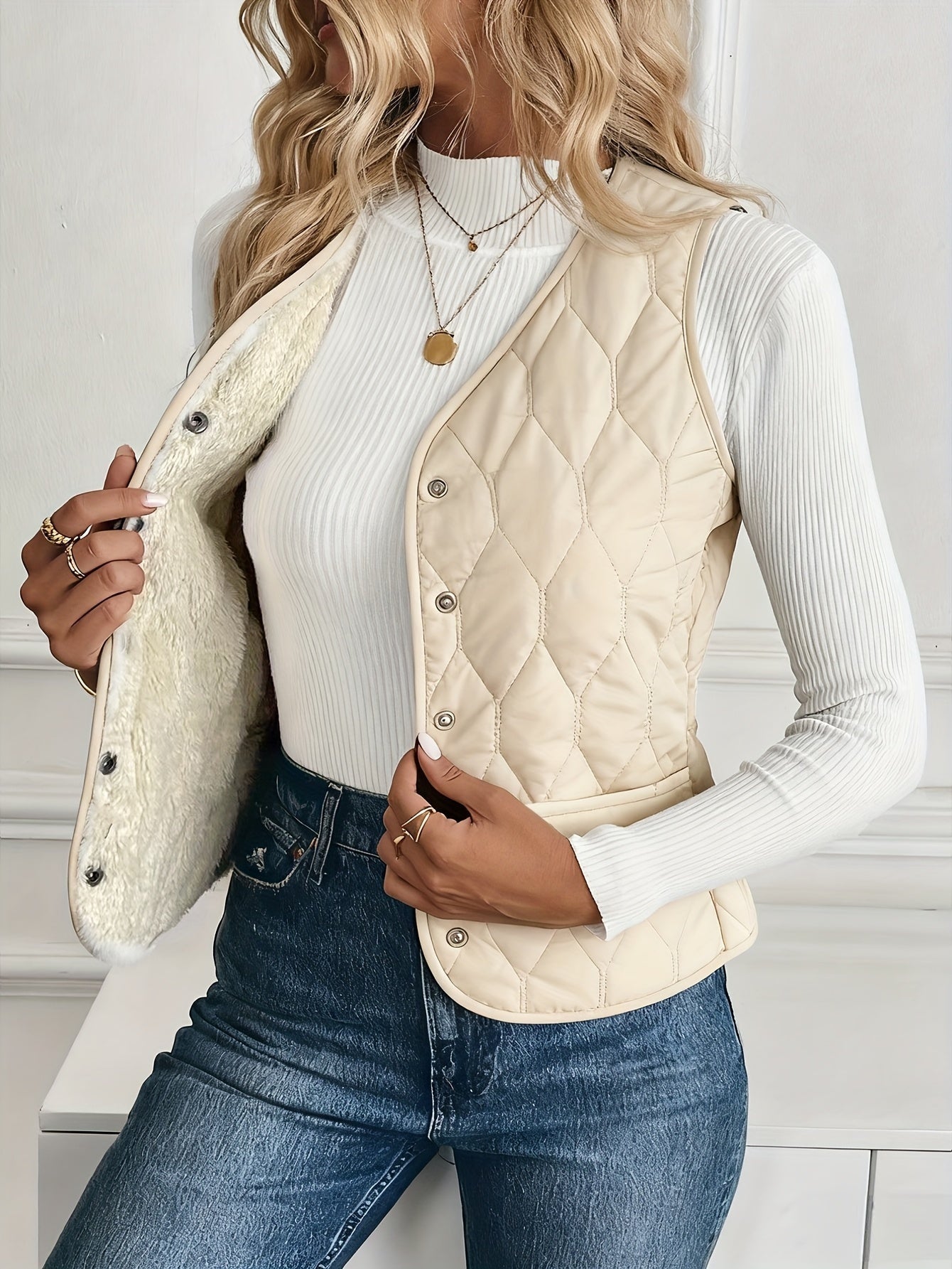 Berta | Chaleco Acolchado Mujer Forro Sherpa Reversible