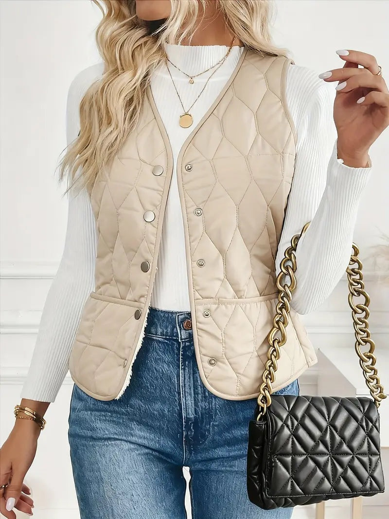 Berta | Chaleco Acolchado Mujer Forro Sherpa Reversible