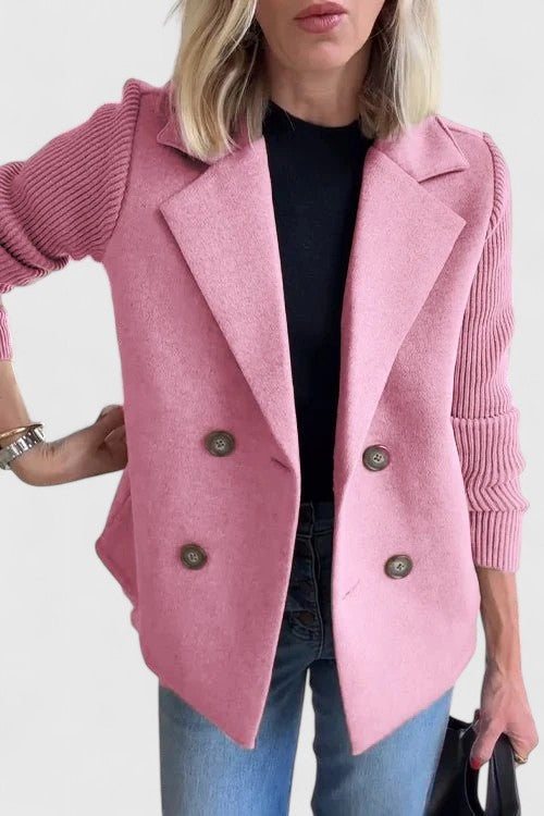 Berta | Chaqueta Americana de Paño Mujer Doble Botonadura Mangas Punto