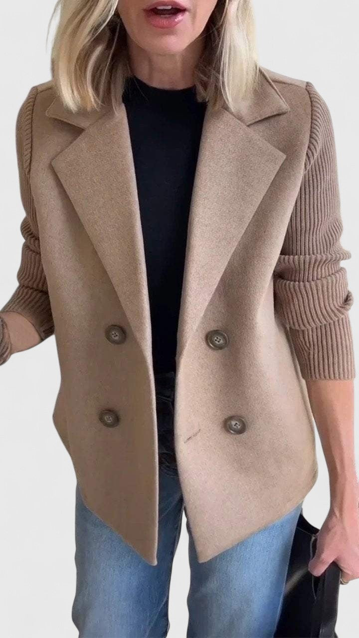 Berta | Chaqueta Americana de Paño Mujer Doble Botonadura Mangas Punto