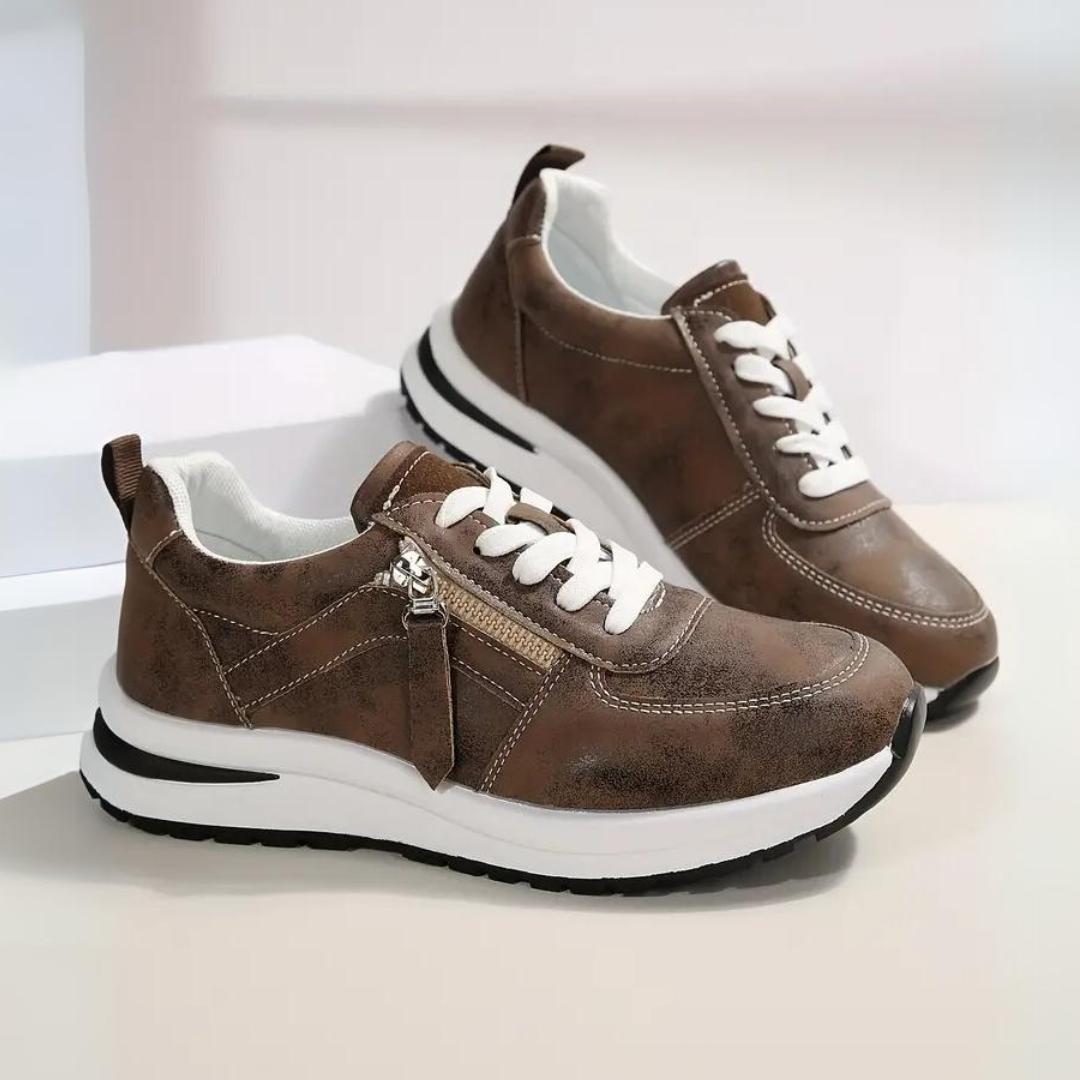 Berta | Zapatillas de Vestir Mujer con Cremallera Lateral Cordones