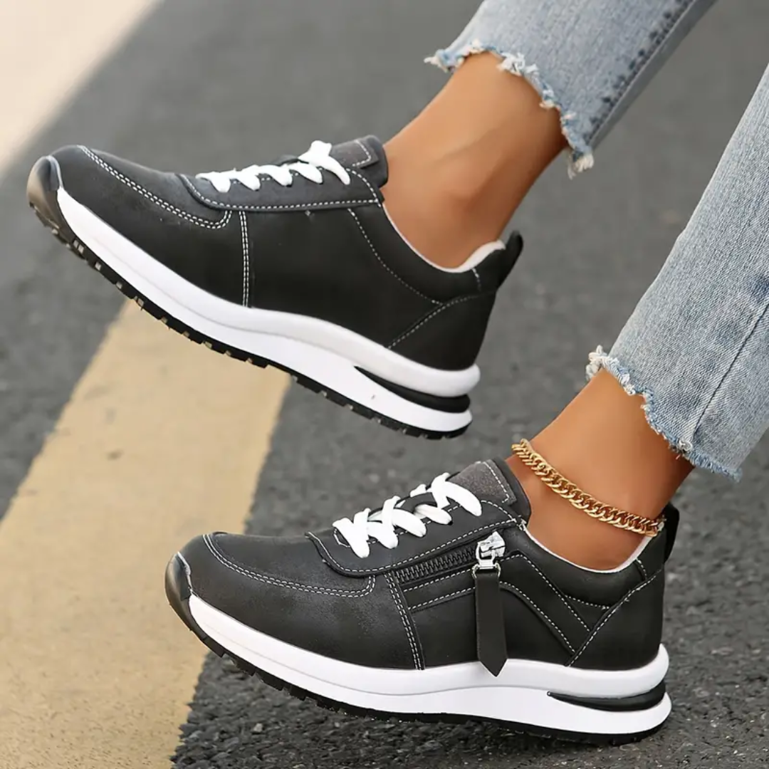 Berta | Zapatillas de Vestir Mujer con Cremallera Lateral Cordones