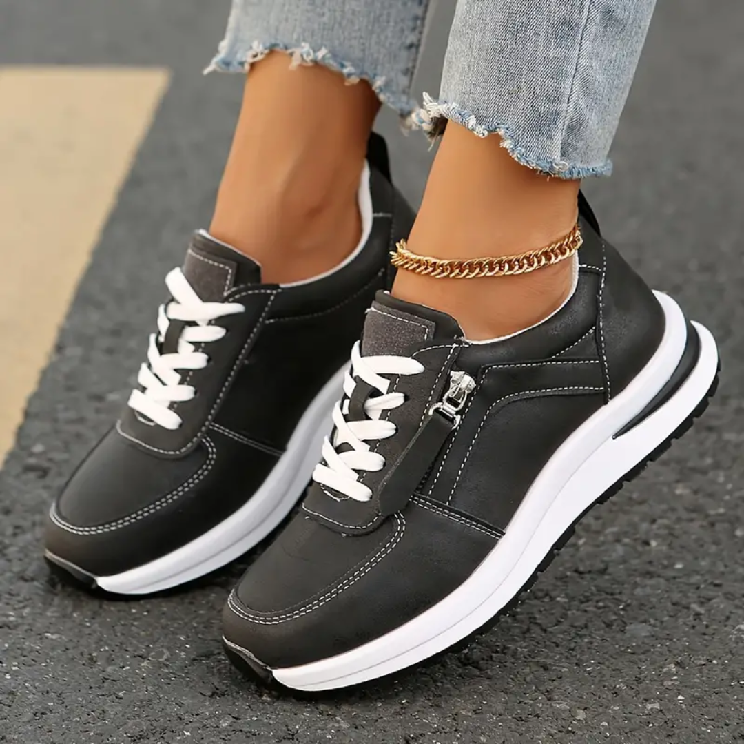 Berta | Zapatillas de Vestir Mujer con Cremallera Lateral Cordones