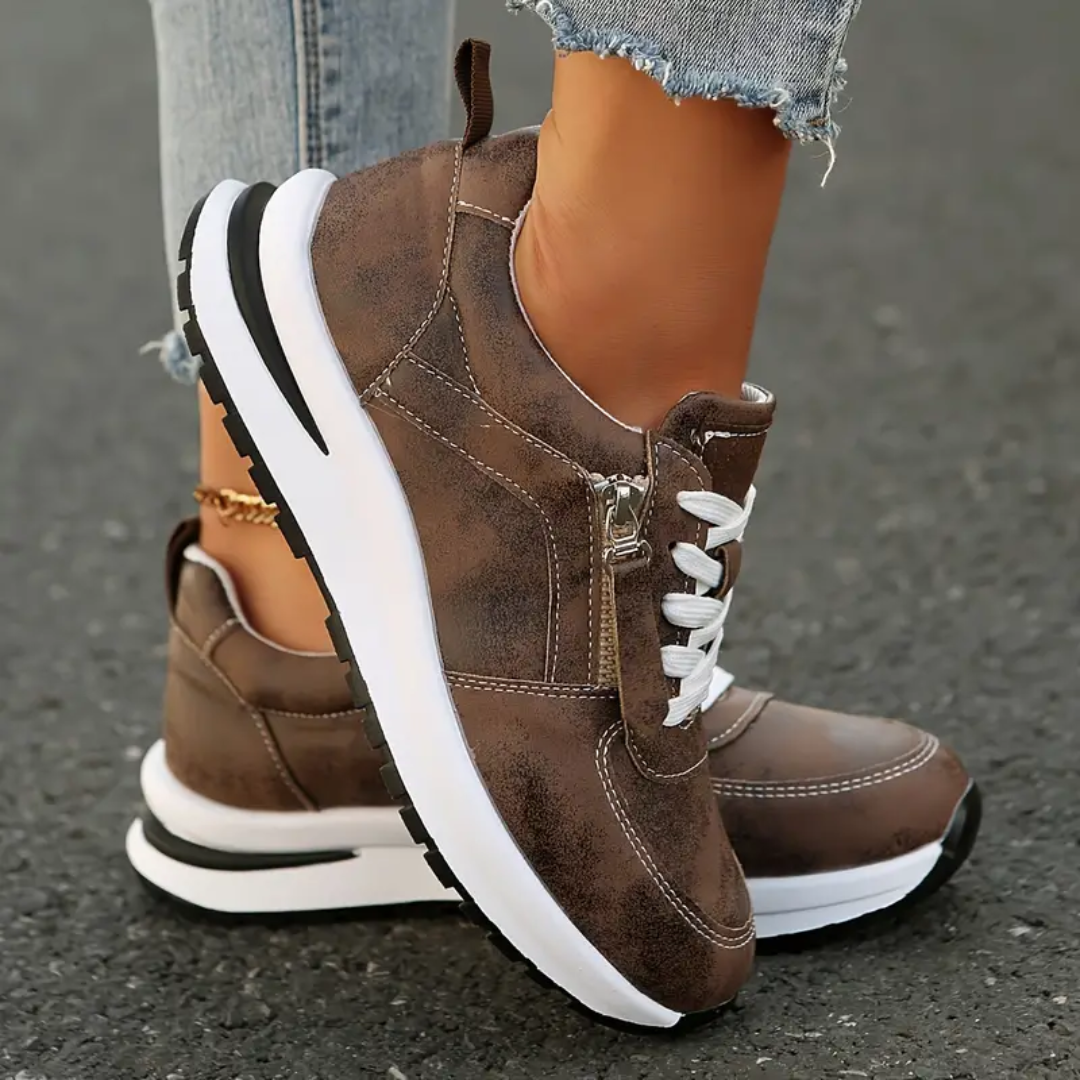 Berta | Zapatillas de Vestir Mujer con Cremallera Lateral Cordones