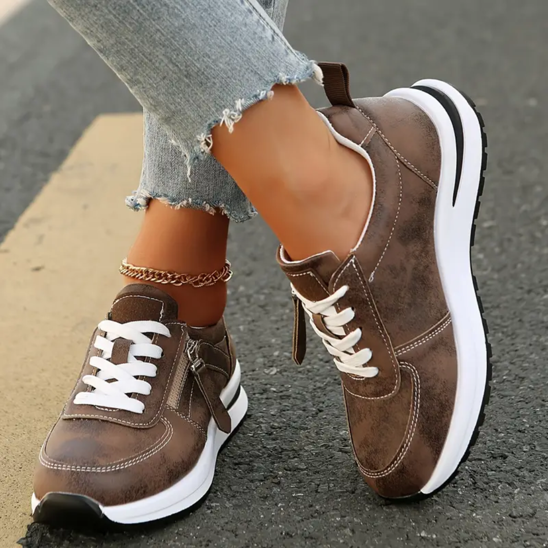 Berta | Zapatillas de Vestir Mujer con Cremallera Lateral Cordones
