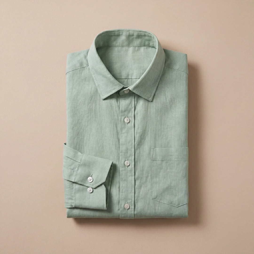 Biel | Camisa Blanca de Lino Hombre Manga Larga Bolsillo