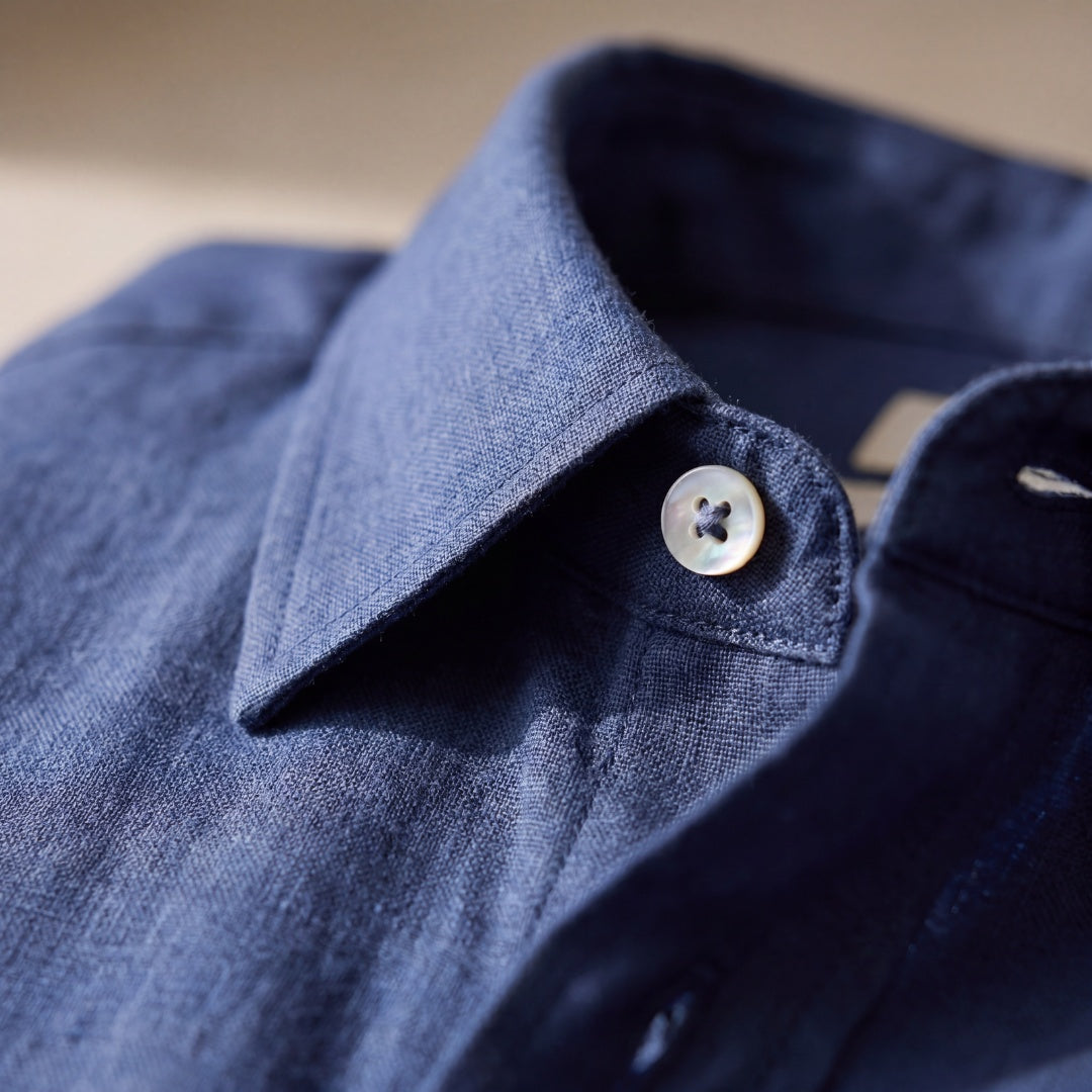 Biel | Camisa Blanca de Lino Hombre Manga Larga Bolsillo