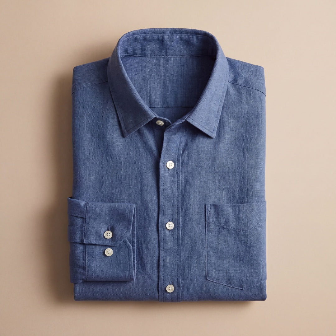 Biel | Camisa Blanca de Lino Hombre Manga Larga Bolsillo