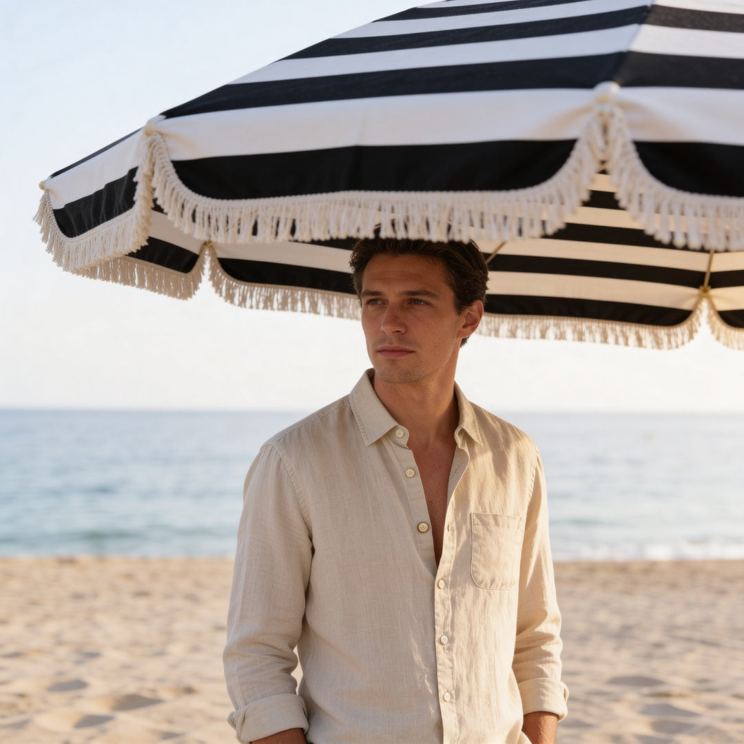 Biel | Camisa Blanca de Lino Hombre Manga Larga Bolsillo