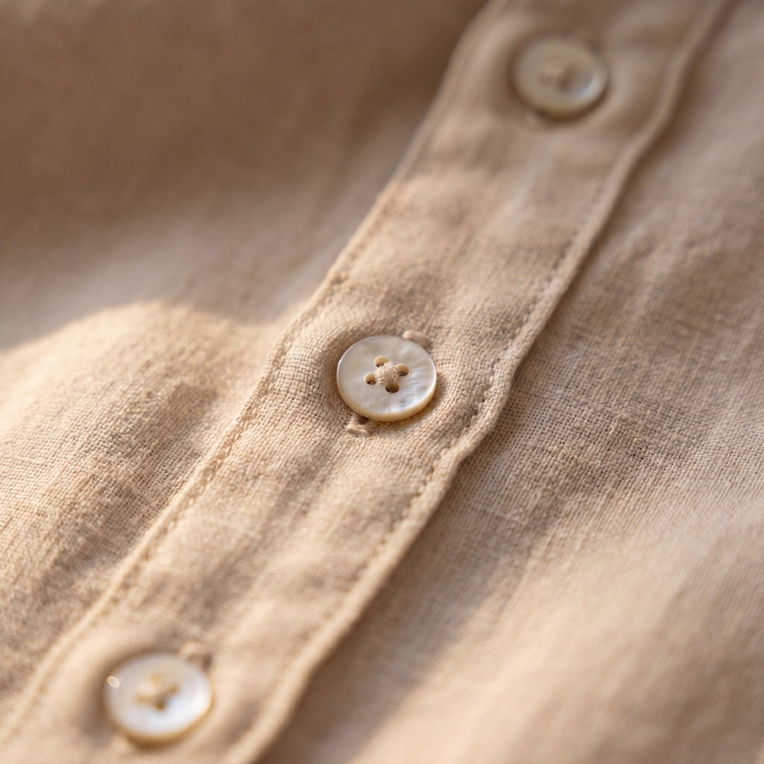 Biel | Camisa Blanca de Lino Hombre Manga Larga Bolsillo