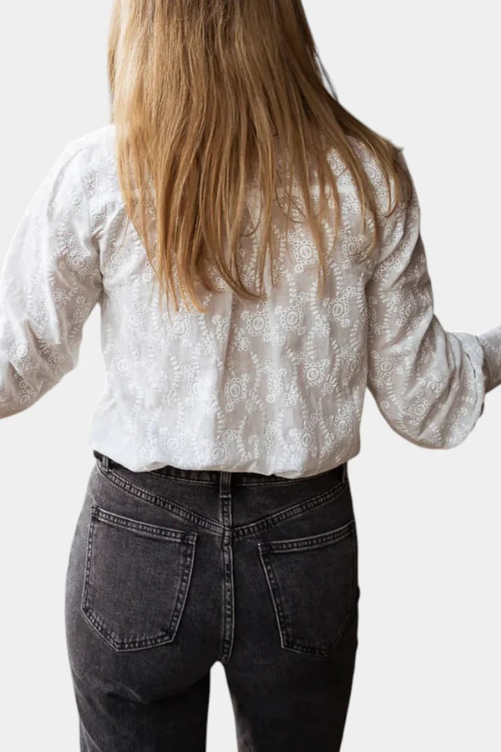 Blusa Elegante de Encaje con Botones Mujer