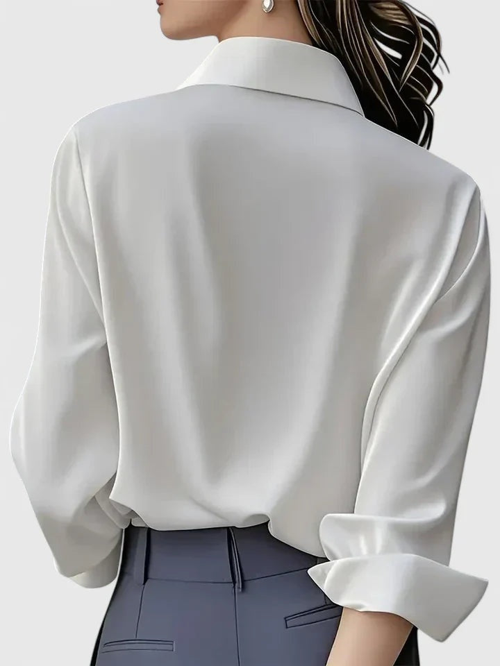 Blusa Elegante de Manga Larga Mujer Cuello Clásico