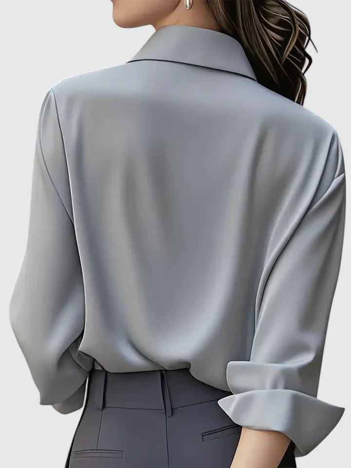 Blusa Elegante de Manga Larga Mujer Cuello Clásico