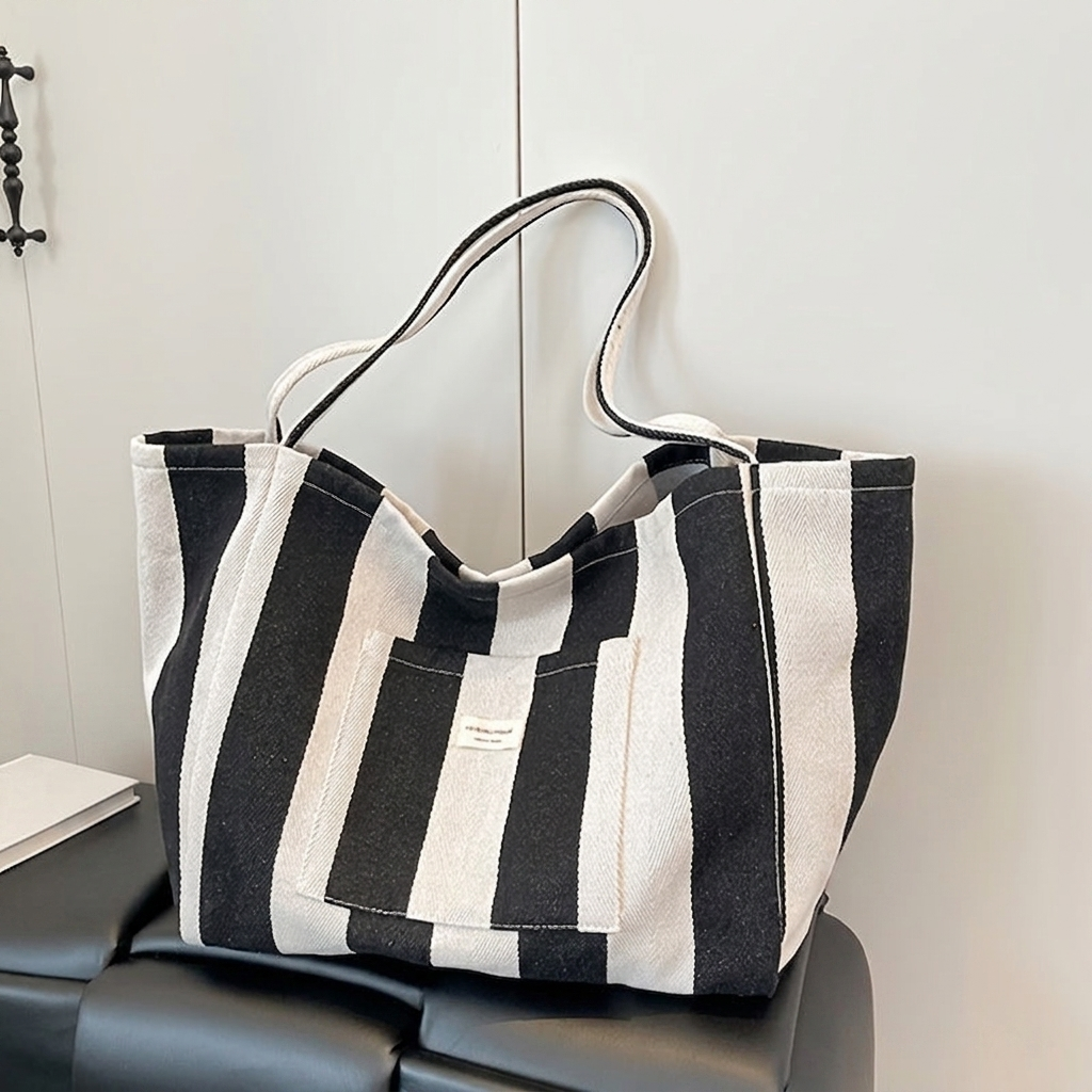 Bolso Shopper de Rayas Mujer Gran Capacidad