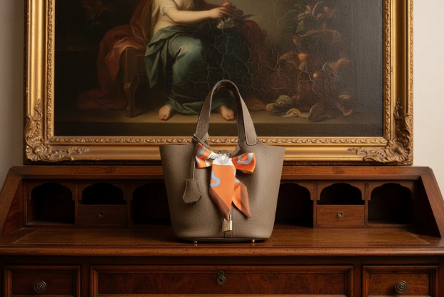 Bolso Tote con Pañuelo de Seda Mujer Tipo Shopper