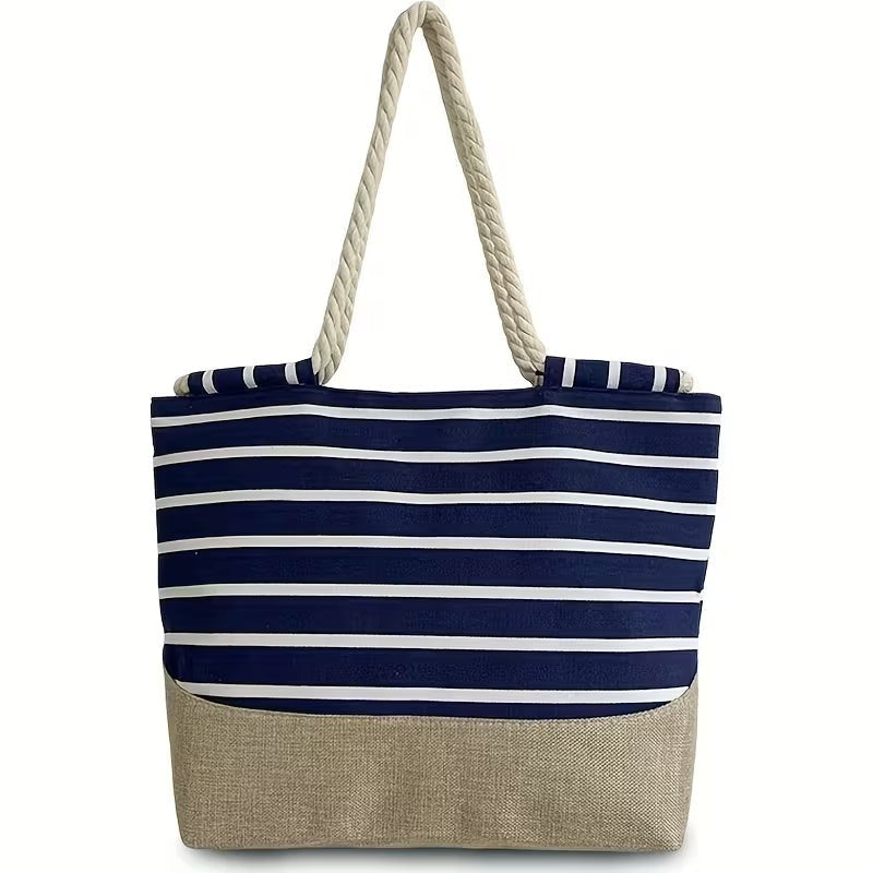 Bolso Tote de Playa con Rayas Mujer Asas Cuerda