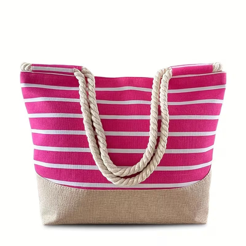 Bolso Tote de Playa con Rayas Mujer Asas Cuerda