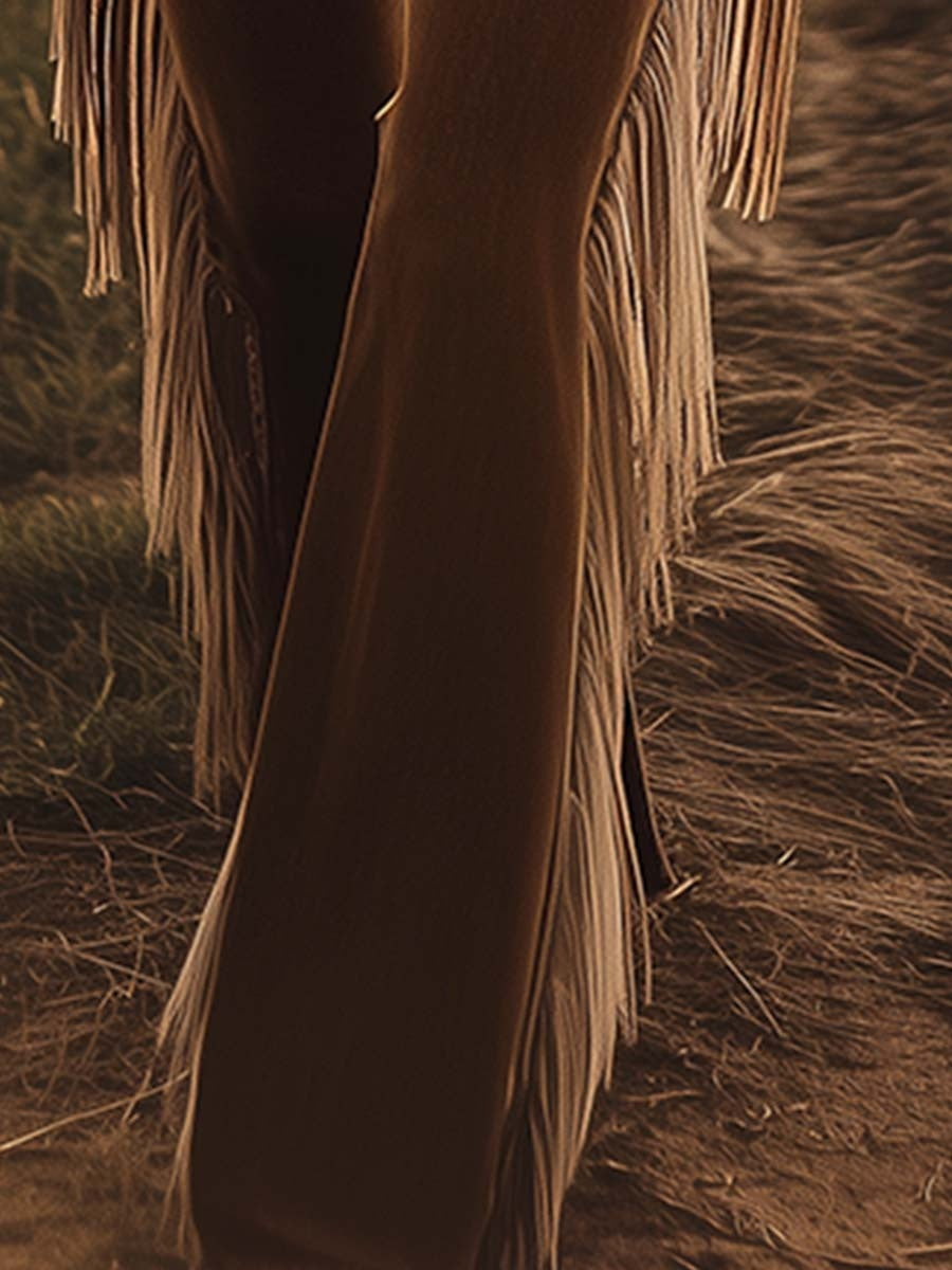 Candela | Vaqueros Flare con Flecos Mujer Cintura Alta