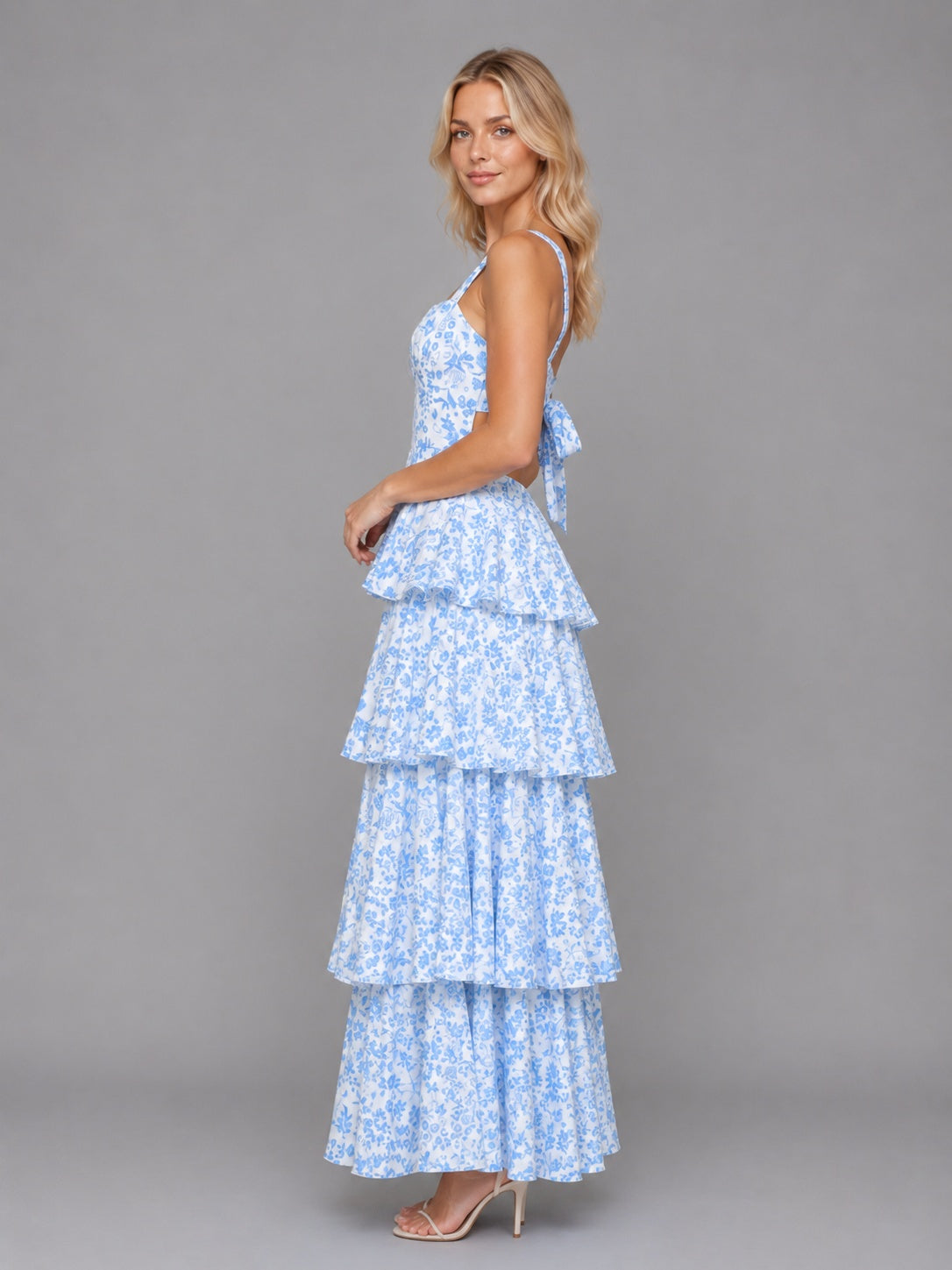 Candela | Vestido Largo con Volantes Floral Mujer Tirantes Escote Recto