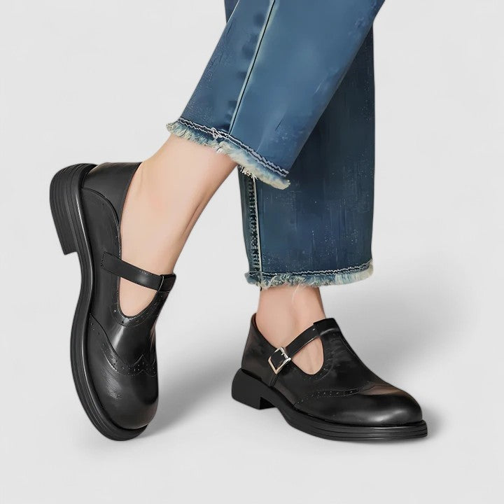 Carla | Mary Jane Shoes de Piel Mujer Estilo Brogue Hebilla