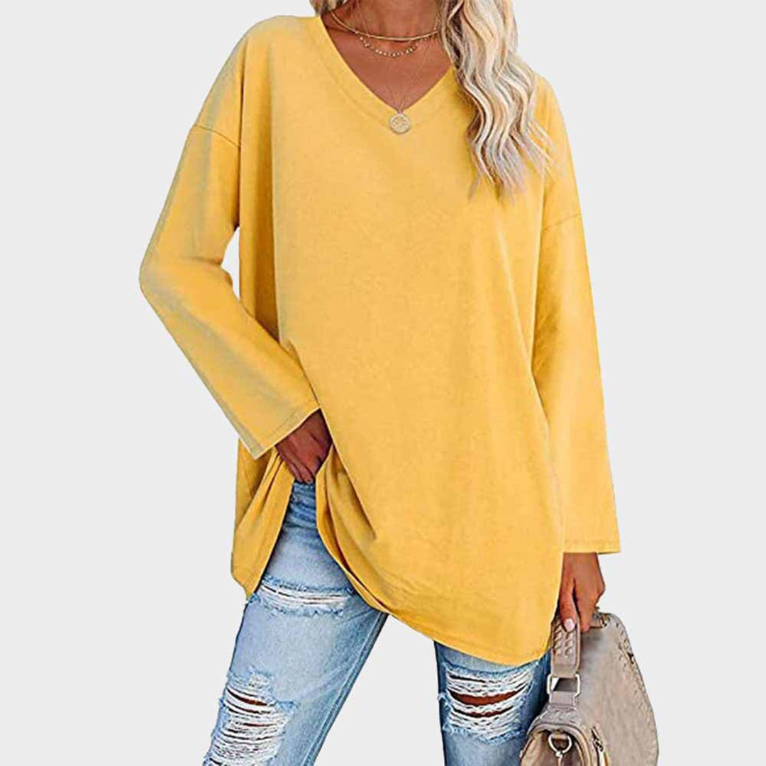 Carla | Top Suelto de Manga Larga Mujer Escote en V