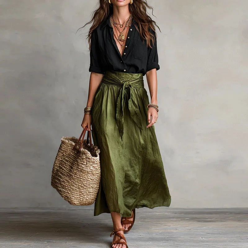 Carmen | Conjunto de Lino de Dos Piezas Mujer Blusa y Falda