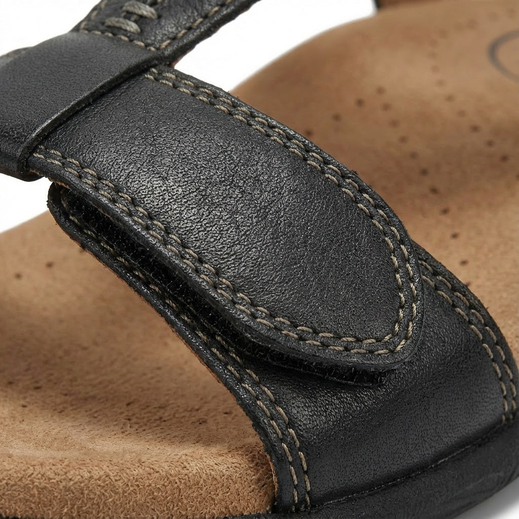Carmen | Sandalias Planas de Cuero Mujer Tira en T Ajustable
