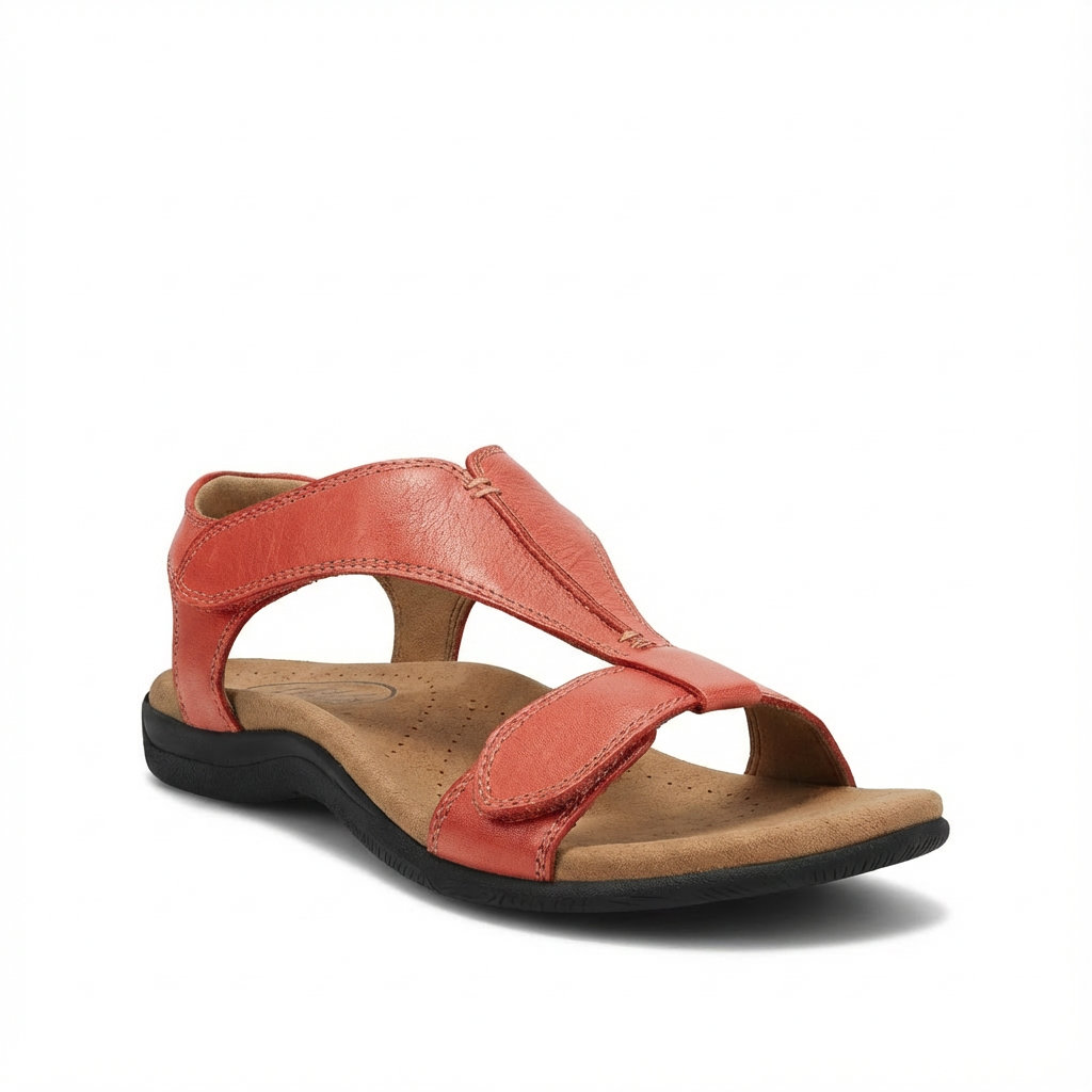 Carmen | Sandalias Planas de Cuero Mujer Tira en T Ajustable