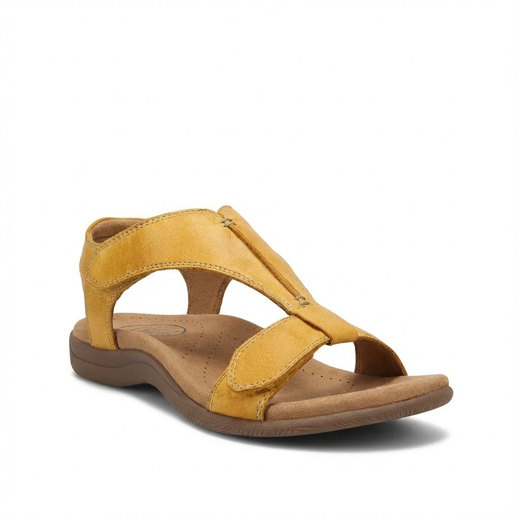 Carmen | Sandalias Planas de Cuero Mujer Tira en T Ajustable