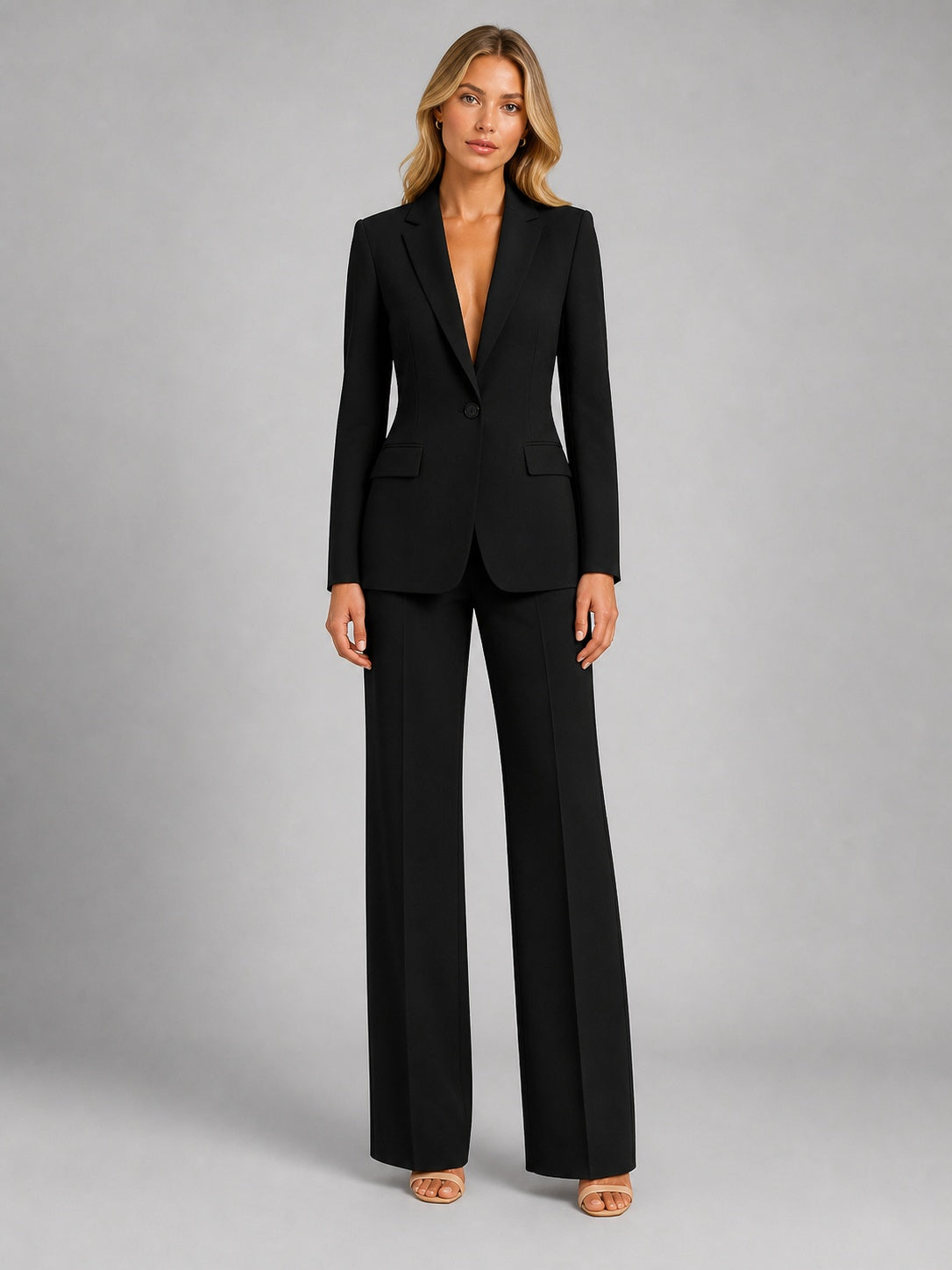 Catalina | Conjunto de Blazer Entallado y Pantalón de Traje Mujer Pierna Ancha