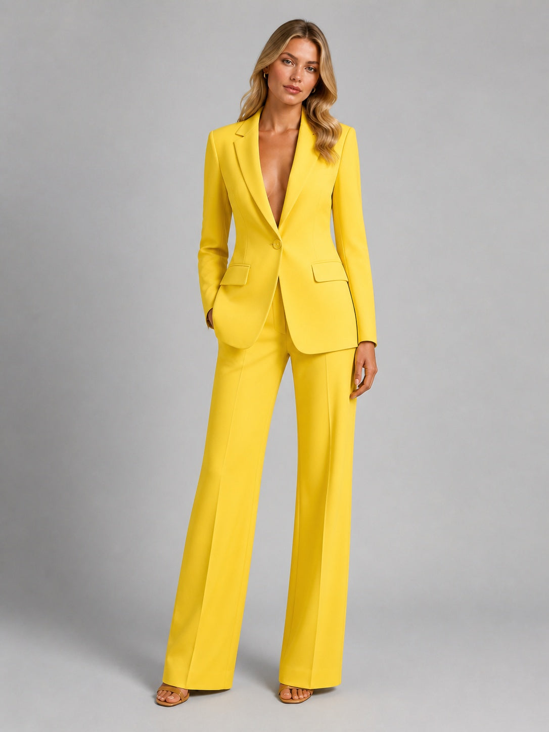 Catalina | Conjunto de Blazer Entallado y Pantalón de Traje Mujer Pierna Ancha