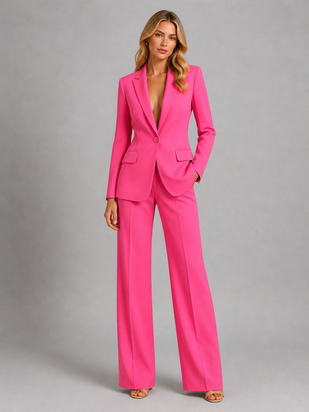 Catalina | Conjunto de Blazer Entallado y Pantalón de Traje Mujer Pierna Ancha