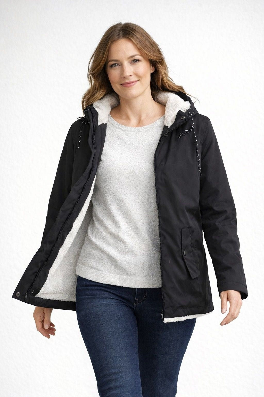 Cayetana | Chaqueta Impermeable con Forro Borreguito Mujer con Capucha