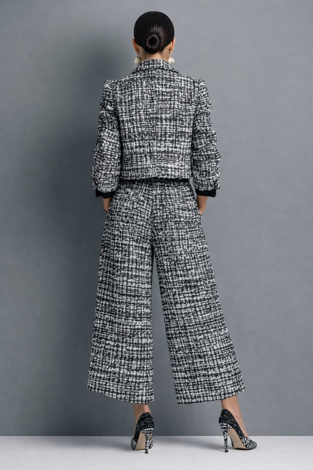 Cayetana | Conjunto de Tweed Chaqueta y Pantalón Culotte Mujer Cintura Alta