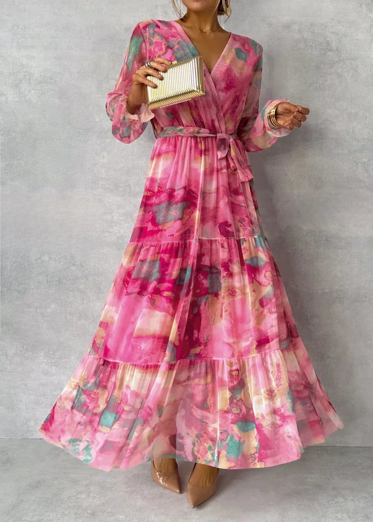 Cayetana | Vestido de Invitada de Invierno Manga Larga Mujer Estampado