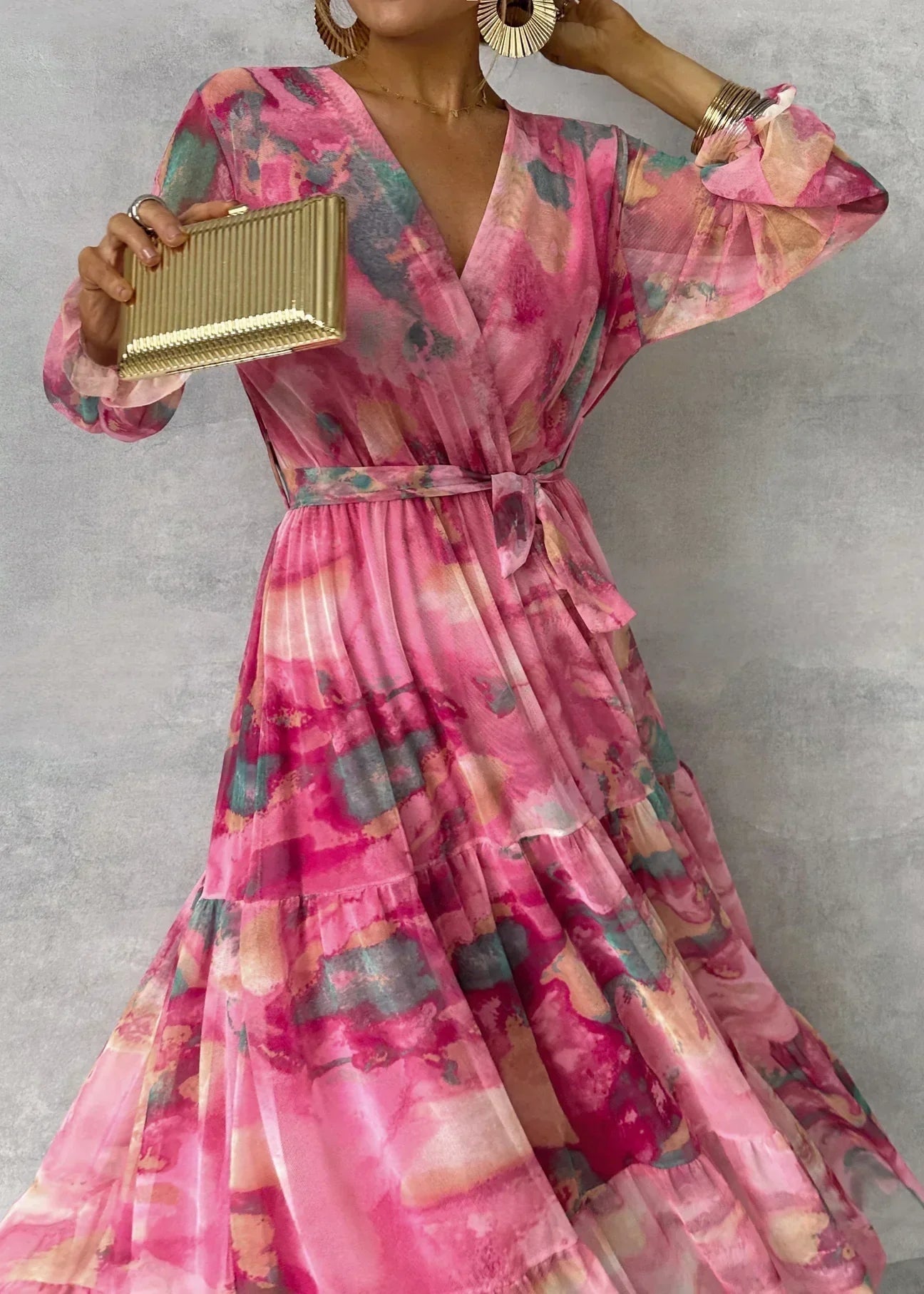 Cayetana | Vestido de Invitada de Invierno Manga Larga Mujer Estampado