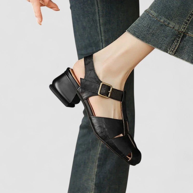 Celia | Mary Jane Shoes Mujer Piel Tacón Bloque Tiras