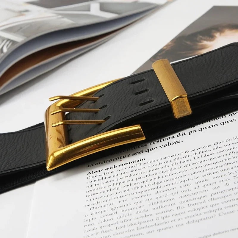 Cinturón Ancho con Hebilla Rectangular Mujer