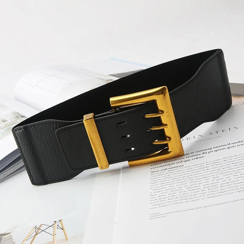 Cinturón Ancho con Hebilla Rectangular Mujer