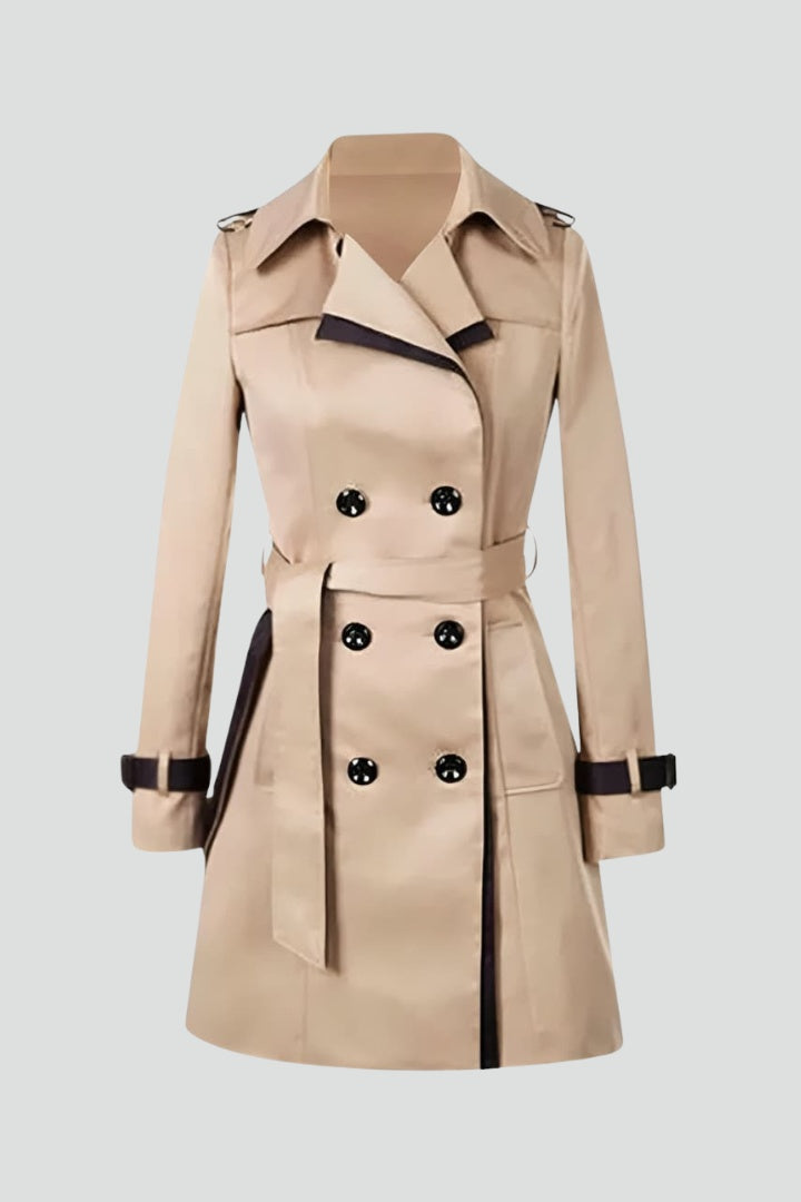 Claudia | Trench Coat Gabardina Larga Mujer con Cinturón Doble Botonadura